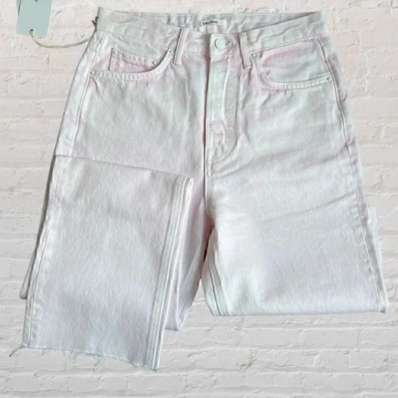 NWT GRLFRND Denim Mica Crop Super High Rise Raw Frayed Hem Straight Leg Jeans Si - Picture 5 of 9